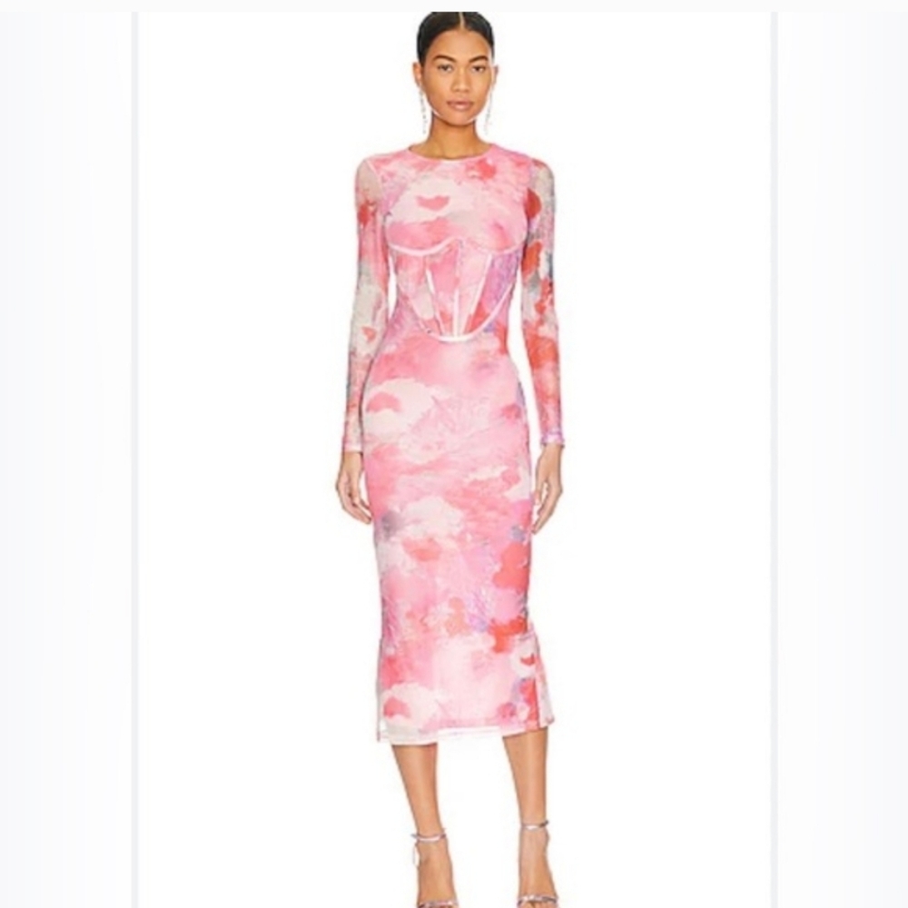 Revolve Bardot RT: $119 Lena Mesh Midi Dress in Wildflower "Celebrity Fave"